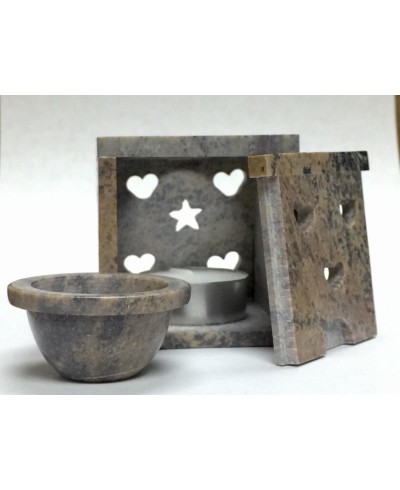 Natural Marble Soapstone Hand Carved Heart Tealight & Aroma Oil Burner Diffuser Spa 
